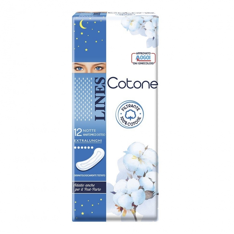 ASSORBENTI LINES COTONE NOTTE DISTESO X 12